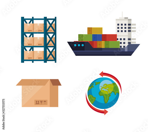 set of delivery logistic service icons vector illustration design