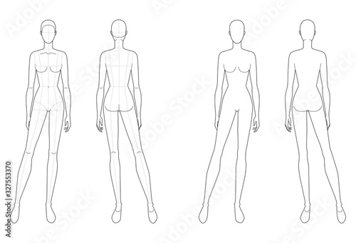 Fashion template of standing women. 