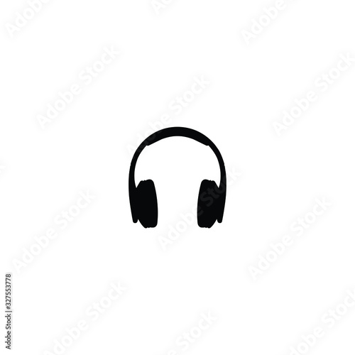 Headphones  - black vector icon listening music symbol 