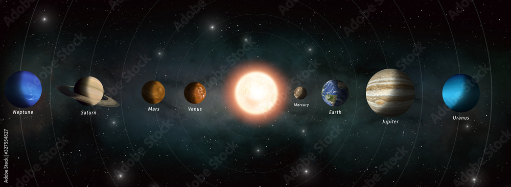 solar system planets banner - obrazy, fototapety, plakaty 