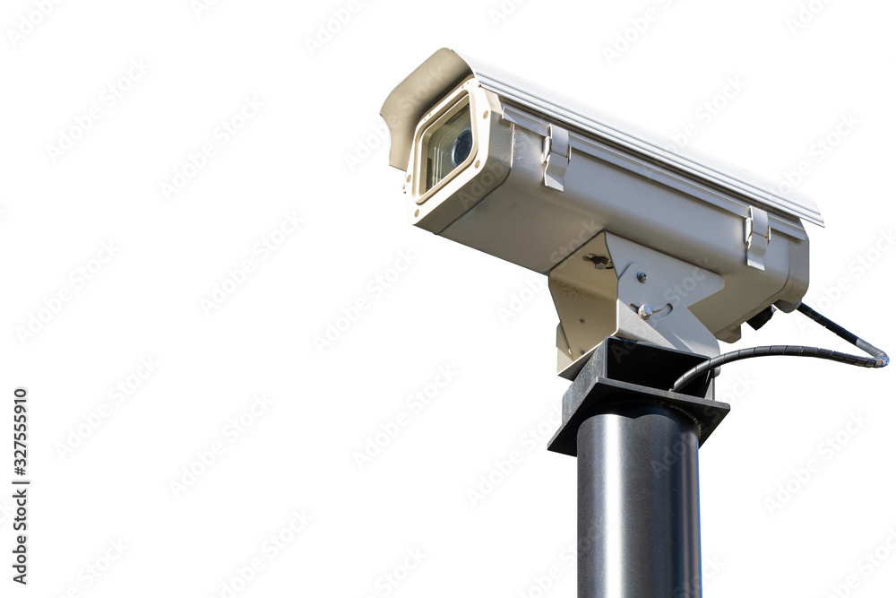 CCTV security camera pole isolated on white background CCTV security camera pole isolated on white background