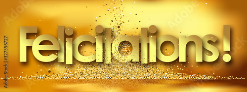 felicitations in golden stars and background photo
