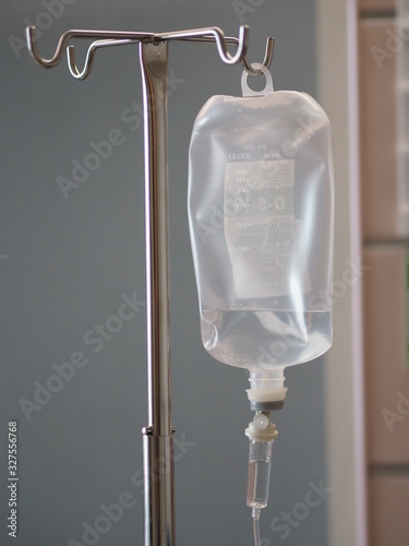 Patient's saline feeding equipment, Fluid filled Set IV solution drip in the ward hospital, salt water