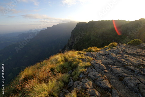 Sunrise at a hike in Simien mountains, Ethiopia photo
