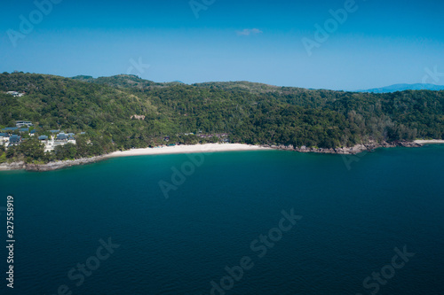 Aerial drone view of tropical beach in Phuket  Thailand