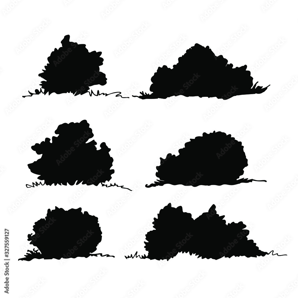 Set of vector shrubs, hand drawn design elements Set of vector shrubs, hand drawn design elements
