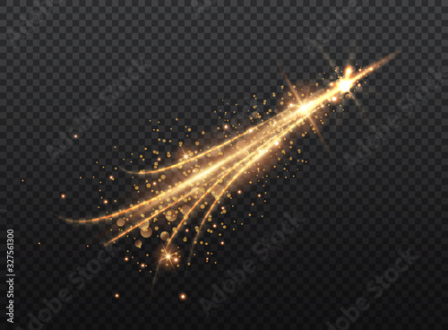 Transparent Golden Glow light effect. Copper lights effects. Sparkle and glitter. Vector illustration.