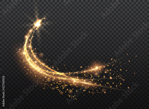 Transparent Golden Glow light effect. Copper lights effects. Sparkle and glitter. Vector illustration.