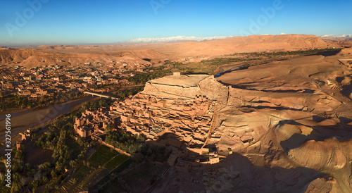 Aerial panorama of Ait Ben Haddou in Morocco