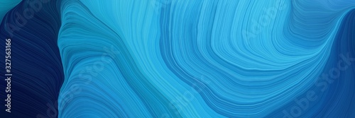 dynamic futuristic banner. contemporary waves illustration with light sea green  very dark blue and strong blue color