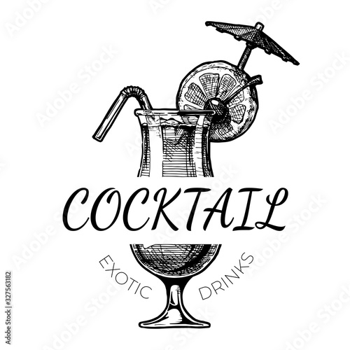 Exotic cocktail drinks vintage label