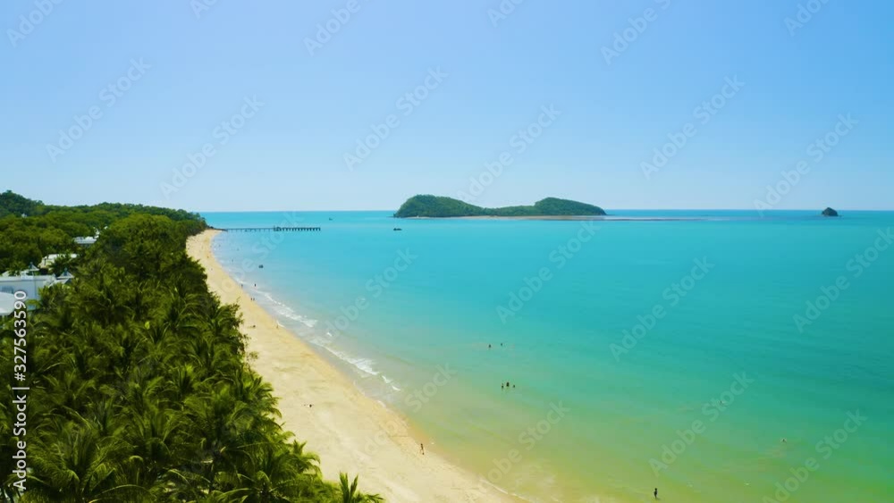 Aerial, beautiful view on Palm Cove beach and on Double Island in Cairns in Queensland, Australia Aerial, beautiful view on Palm Cove beach and on Double Island in Cairns in Queensland, Australia
