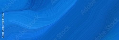 dynamic futuristic banner. elegant curvy swirl waves background illustration with strong blue, dodger blue and royal blue color © Eigens