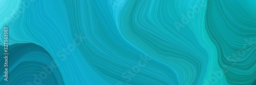 beautiful futuristic banner with light sea green, turquoise and teal color. modern curvy waves background illustration