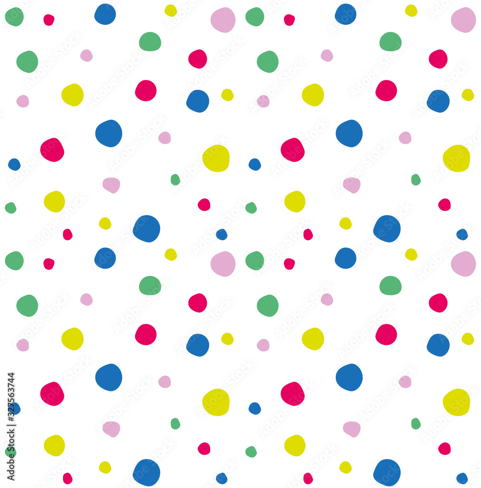 Seamless hand drawn pattern with colorful dots