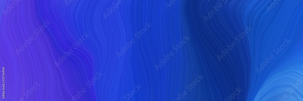 Fototapeta premium dynamic futuristic banner. modern soft swirl waves background design with strong blue, slate blue and midnight blue color