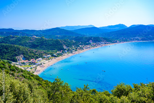 Agios Georgios beach at paradise bay in beautiful mountain scenery, Corfu island, Greece © Simon Dannhauer