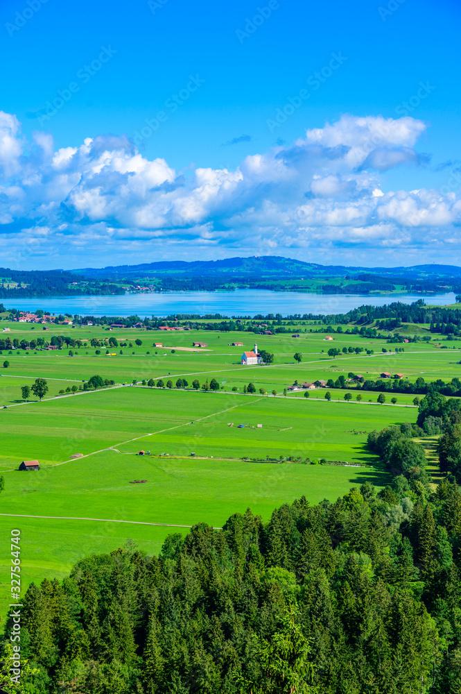 Forggensee - lake near Fuessen in beautiful mountain scenery of Allgaeu, Bavaria, Germany