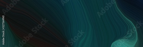 futuristic banner with waves. modern soft swirl waves background illustration with very dark blue, teal blue and dark slate gray color