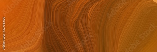 landscape orientation graphic with waves. modern soft swirl waves background design with saddle brown, coffee and chocolate color