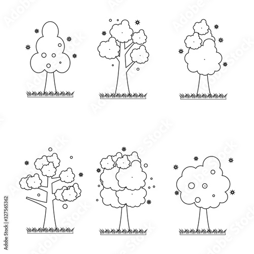 Collection of various types of trees in vector form