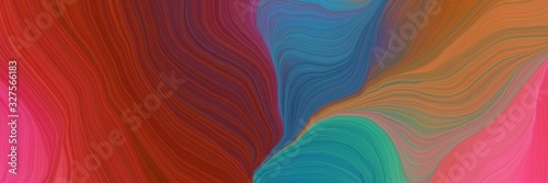 futuristic banner background with sienna, firebrick and teal blue color. modern soft swirl waves background illustration © Eigens