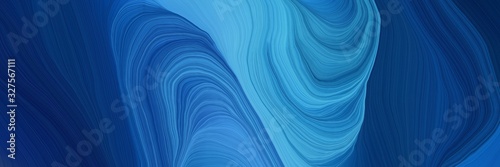landscape banner with waves. contemporary waves illustration with midnight blue, corn flower blue and steel blue color © Eigens