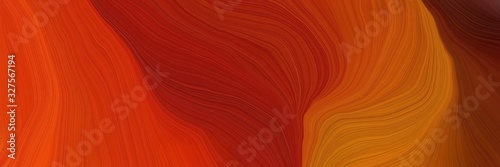 beautiful futuristic banner with firebrick, orange red and coffee color. modern soft curvy waves background illustration