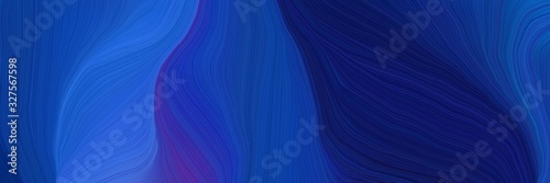 futuristic banner with waves. smooth swirl waves background design with midnight blue, strong blue and royal blue color © Eigens