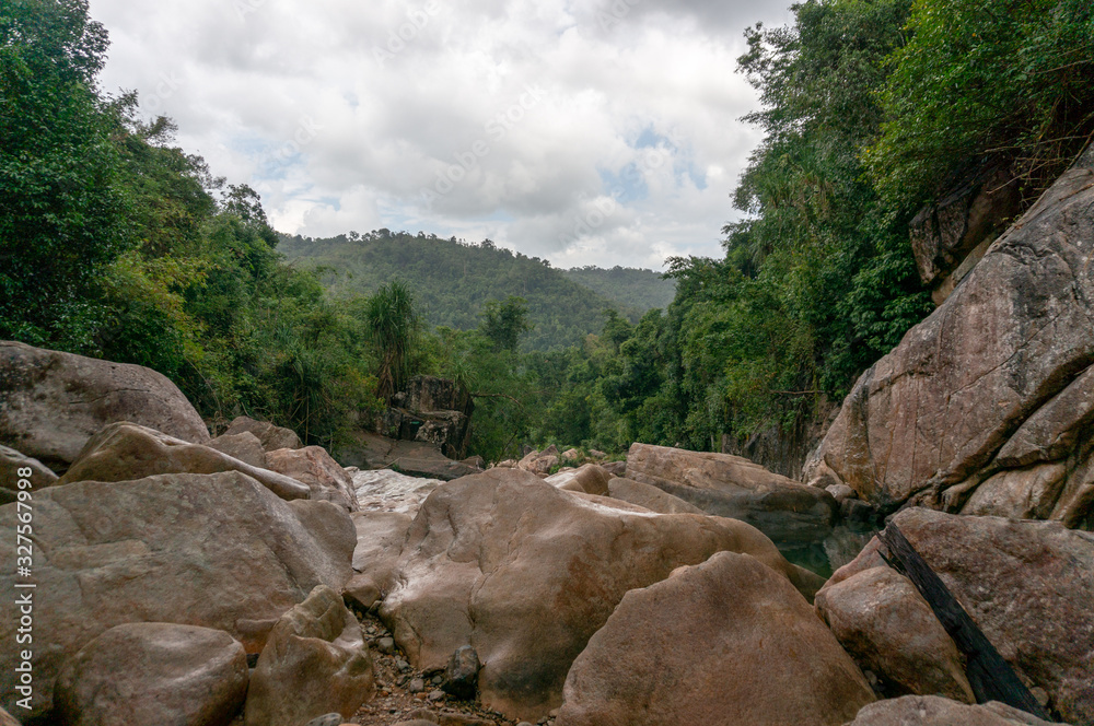 Ba Ho Waterfall panorama. Beautiful nature, Vietnam, Nha Trang.