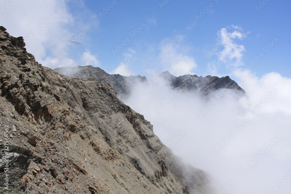 mountains and clouds