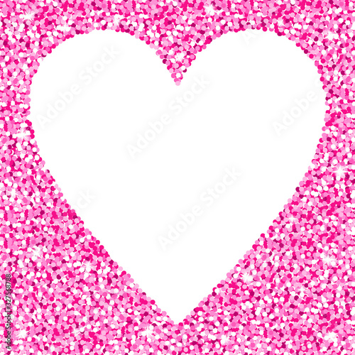 Love heart shaped illustration with pink glitter heart. Sparkle background for Valentine   s day