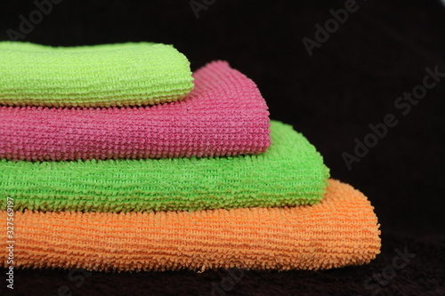 colorful towels on white background
