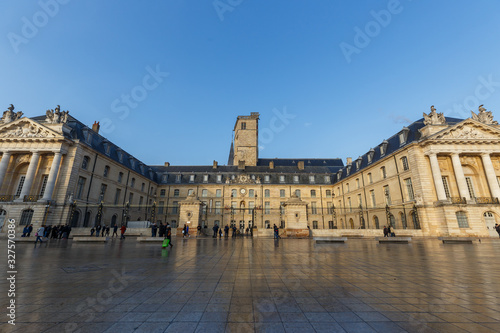 Place de la Libération and Palais des Ducs de Bourgogne, street view with ancient buildings in Dijon, France
