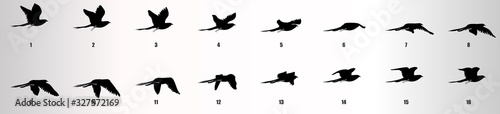 Bird flying animation sequence silhouette, loop animation sprite sheet photo