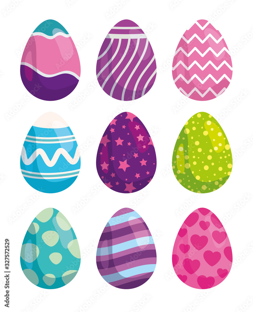 set of cute eggs easter decorated vector illustration design set of cute eggs easter decorated vector illustration design