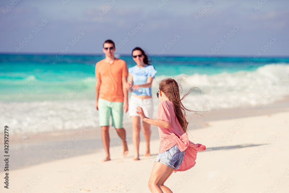 Young family on vacation have a lot of fun