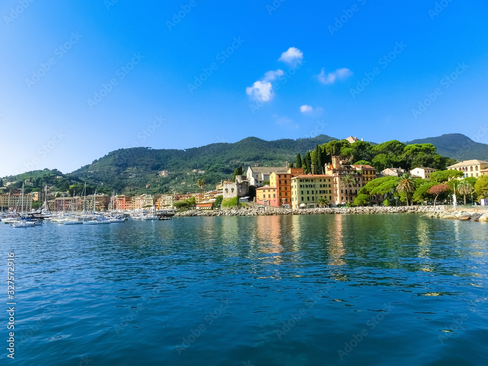 Santa Margherita Ligure, Liguria Italia - watching the coast from the sea.