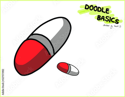 Doodle Basics - needing medical help cartoon character vector illustration  / Tablette