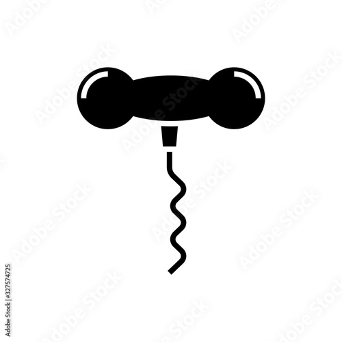 Little corkscrew black icon, concept illustration, vector flat symbol, glyph sign.