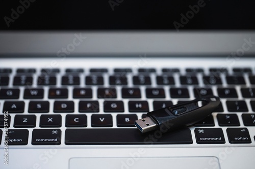 USB flash drive with computer laptop