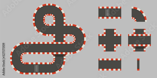 race track parts on white