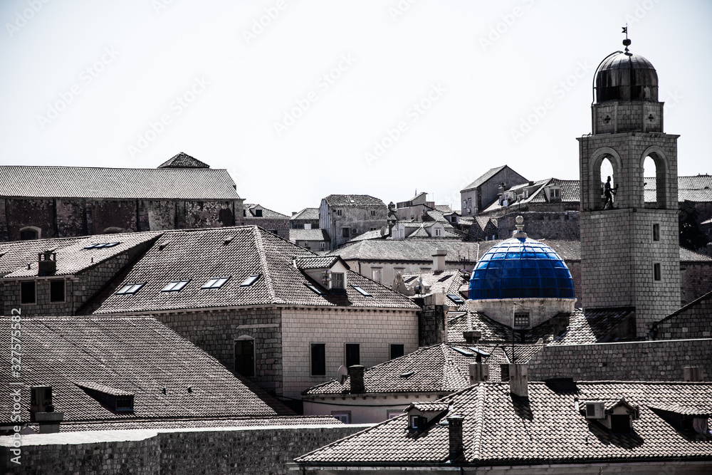 hous roofs with dome and church in dubrovnik croatia europe