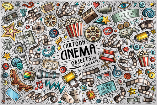 Vector set of Cinema theme items, objects and symbols