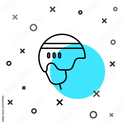 Canvas Print Black line Hockey helmet icon isolated on white background