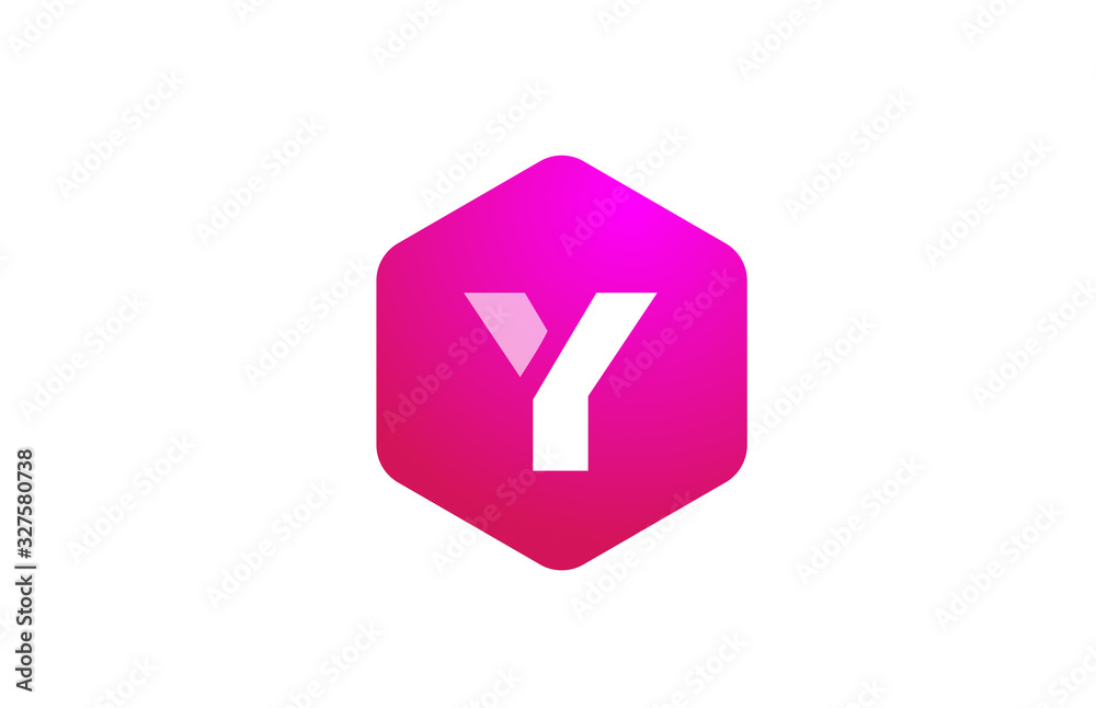 pink white polygon Y alphabet letter logo icon with modern design for business and company