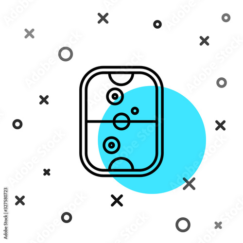 Black line Air hockey table icon isolated on white background. Random dynamic shapes. Vector Illustration
