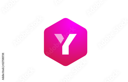 pink white polygon Y alphabet letter logo icon with modern design for business and company