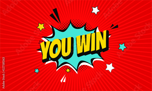 you win text comic style vector