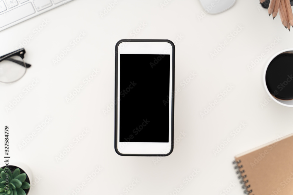 Top view image of blank screen mobile for mockup